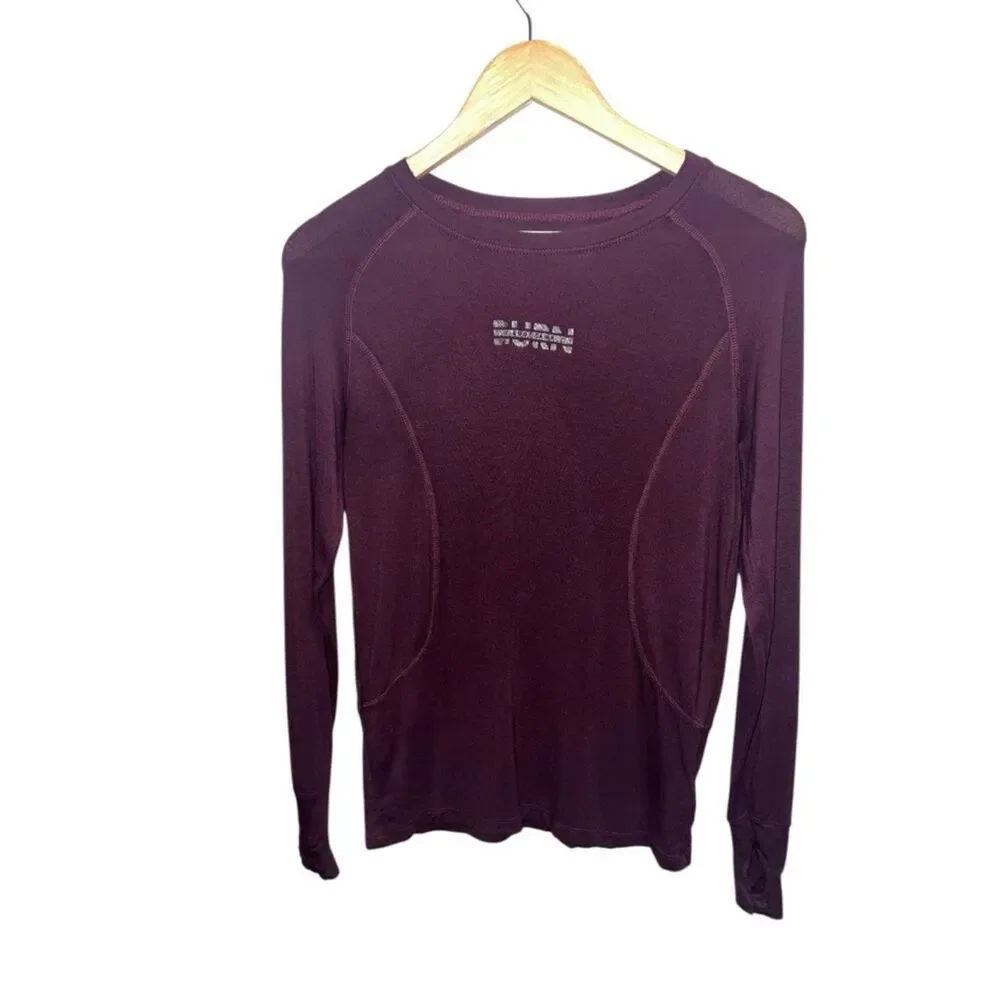 Burn Boot Camp Maroon Long Sleeve Athletic Top Size Small Thumbholes Size Small